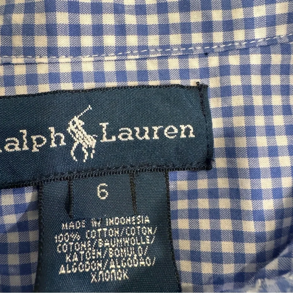 Ralph Lauren LOT Of 2 Boys Button Down Shirts. 1-checkered 1-plaid Blue Size 6